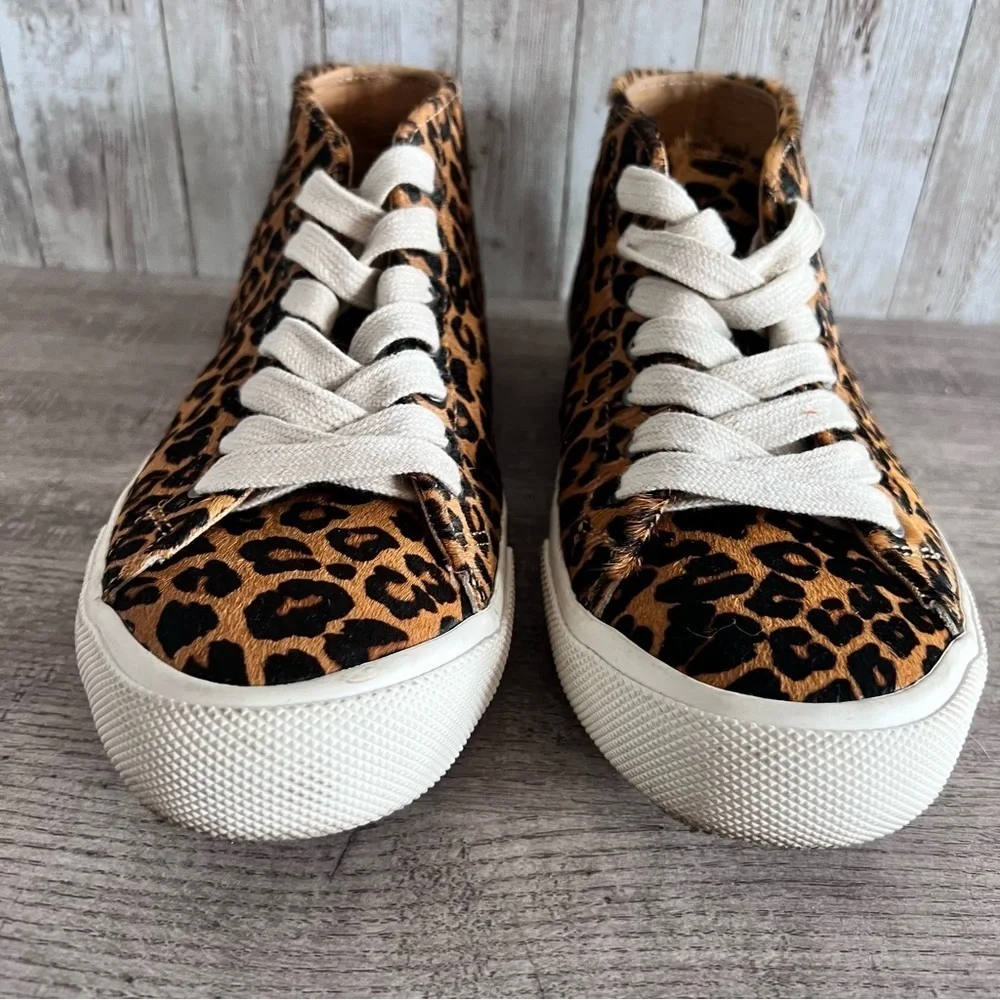 SeaVees Mohair Leopard Print High Top Sneakers Size 8